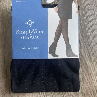 SimplyVera Vera Wang Fashion Tights Size 2 Black Sheer Chevron Control Tights